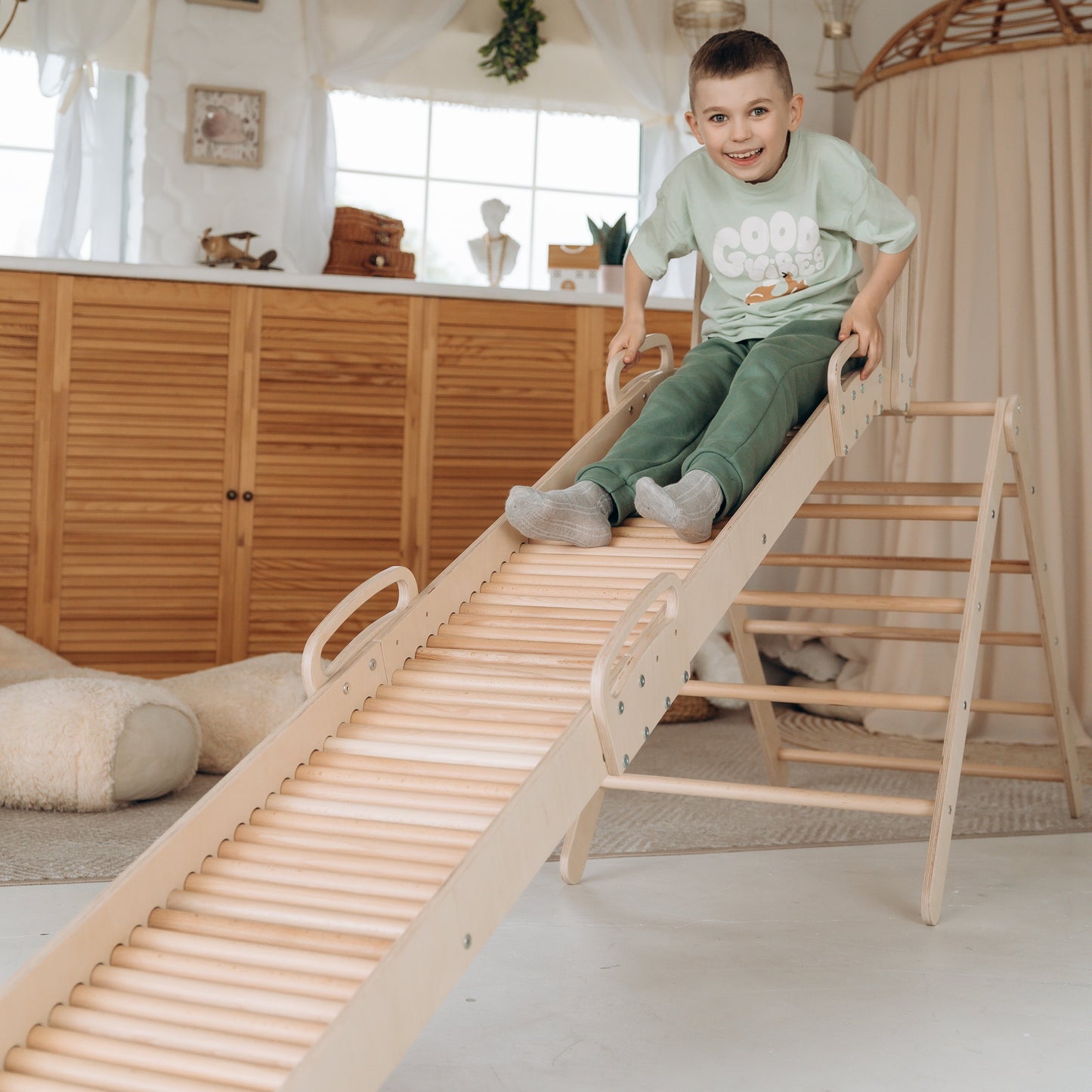 Rolling Slide, Indoor Playground Montessori Baby Gift for Toddler