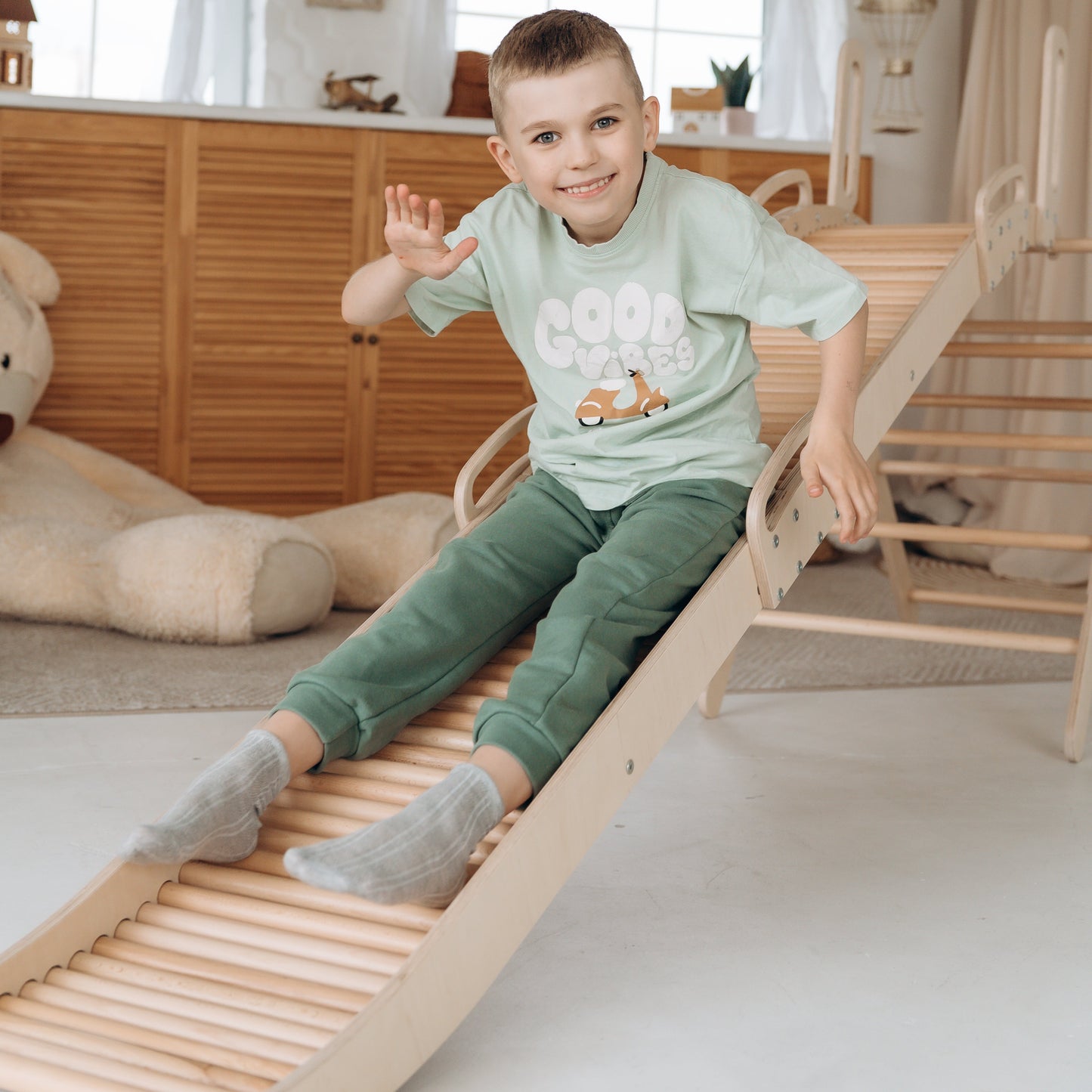 Rolling Slide, Indoor Playground Montessori Baby Gift for Toddler