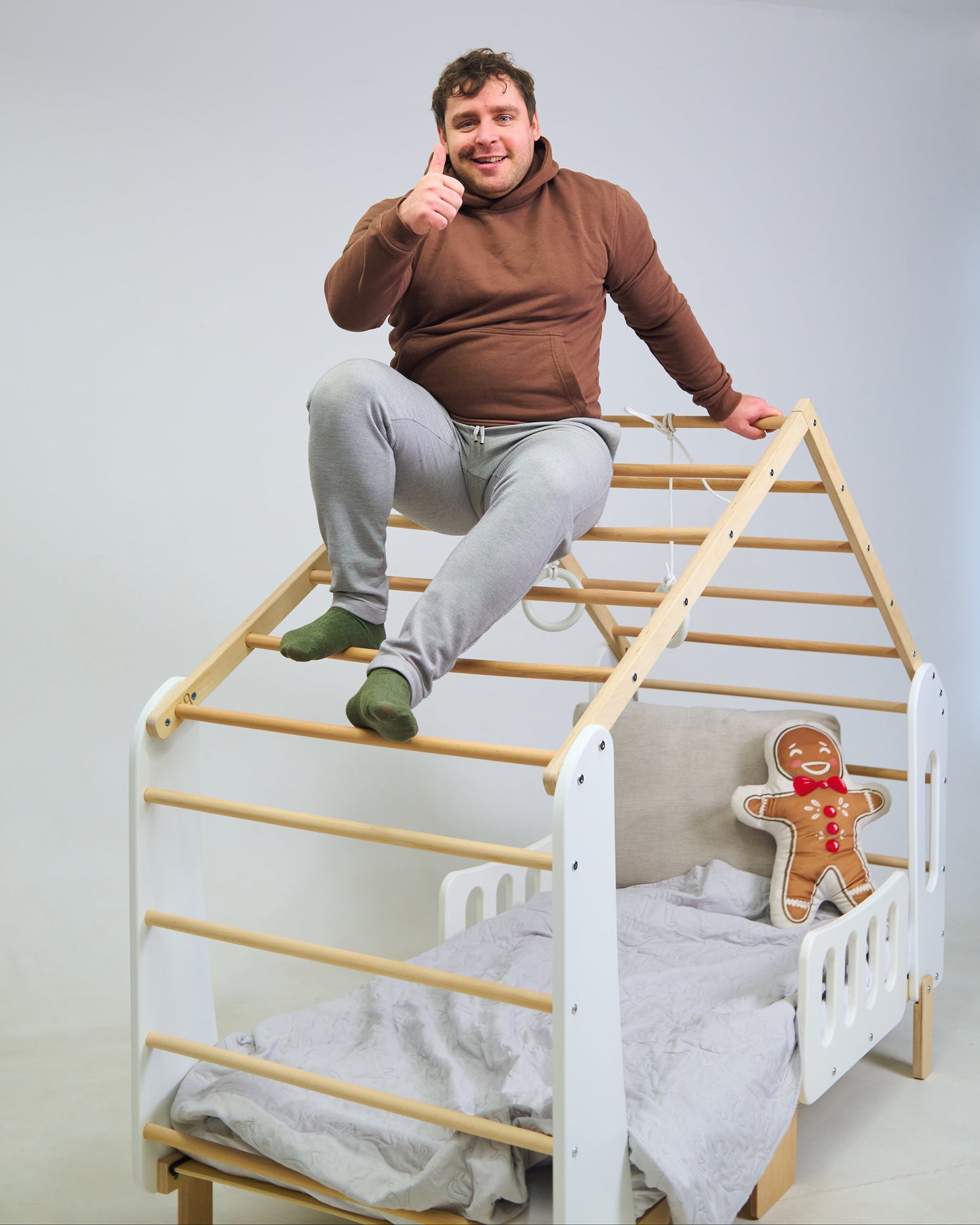 Laconic Montessori House Bed with Monkey Bars & Gym Rings