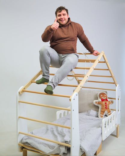 Laconic Montessori House Bed with Monkey Bars & Gym Rings