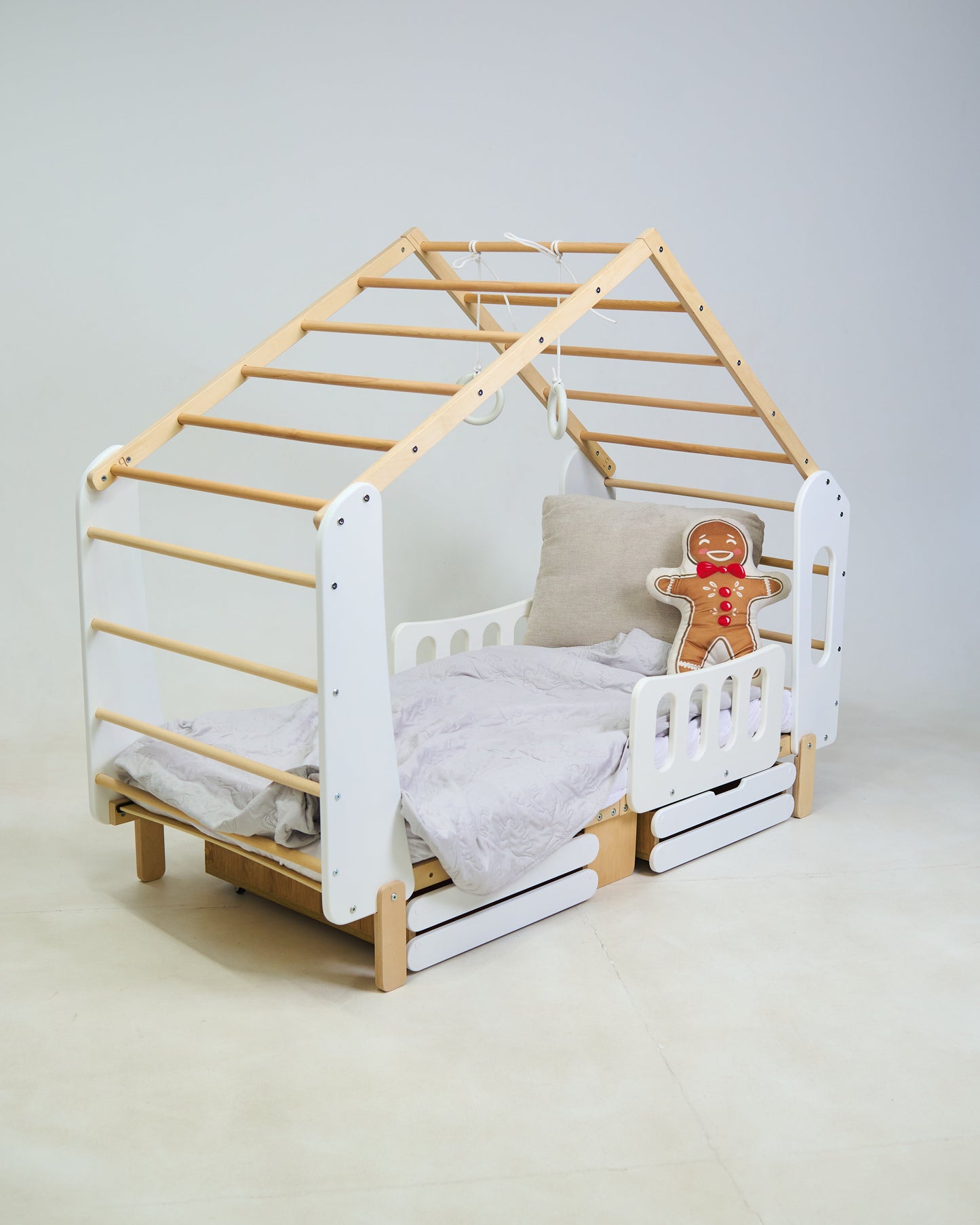 Laconic Montessori House Bed with Monkey Bars & Gym Rings