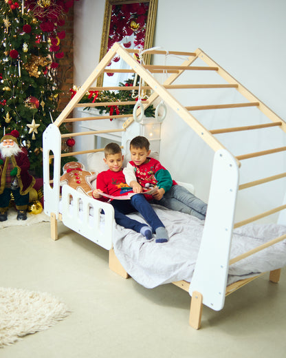 Laconic Montessori House Bed with Monkey Bars & Gym Rings