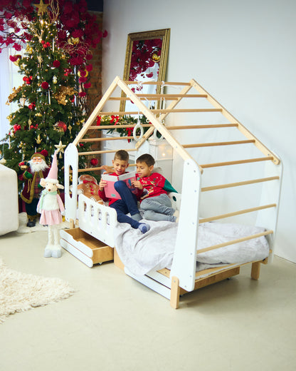 Laconic Montessori House Bed with Monkey Bars & Gym Rings