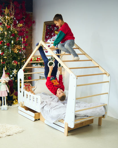 Laconic Montessori House Bed with Monkey Bars & Gym Rings